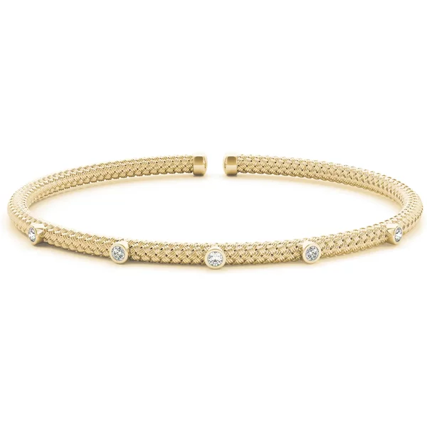 Pulsera Cuff de Oro Trenzada Diamante de Laboratorio Oro Amarillo 585 (14K)