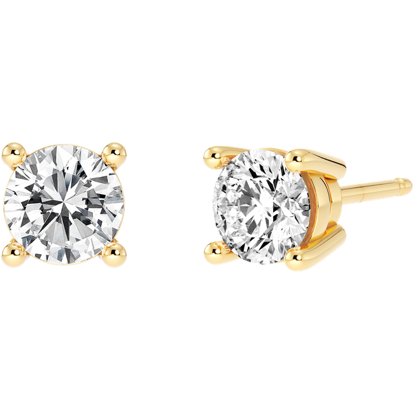 Pendientes de Botón Clásicos con Diamantes Naturales Redondos 0.50 Quilates Oro Amarillo 585 (14K)