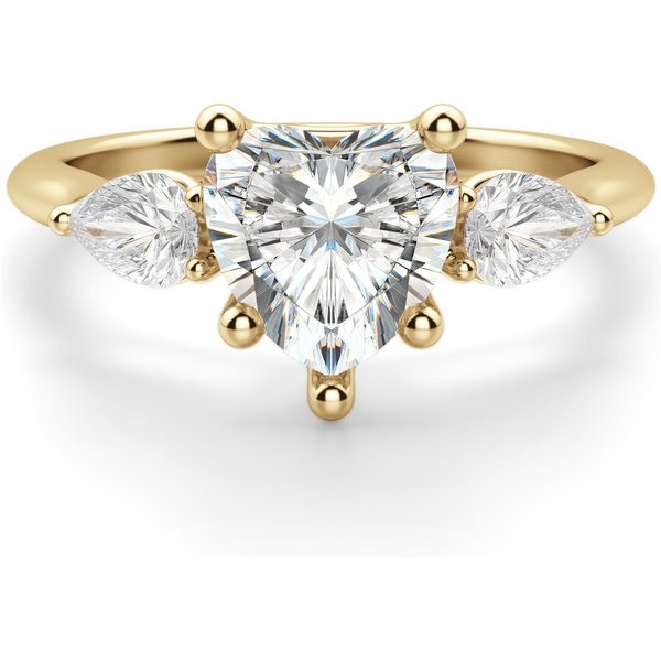 Anillo de Compromiso Clásico Corazón 2.50 ct con Piedras de Pera Diamante de Laboratorio Oro Amarillo 585 (14K)