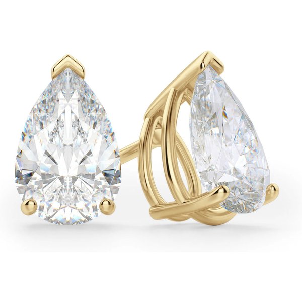 Pendientes de Botón Corte Pera 0.50 Quilates Tension Back Basket Set Diamante de Laboratorio Oro Amarillo 585 (14K)