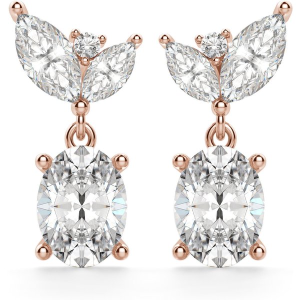Camellia Oval Drop Earrings 585 (14K) Rose Gold Lab Grown Diamond