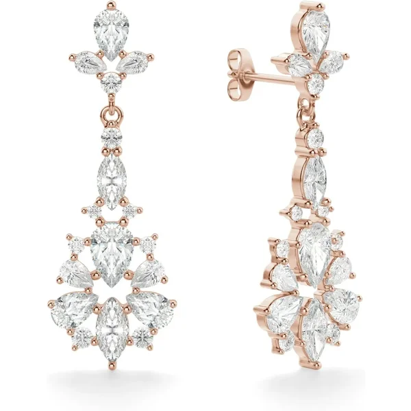 Amaryllis Drop Earrings 585 (14K) Oro Rosa Diamante Creado en Laboratorio 7.54 ct