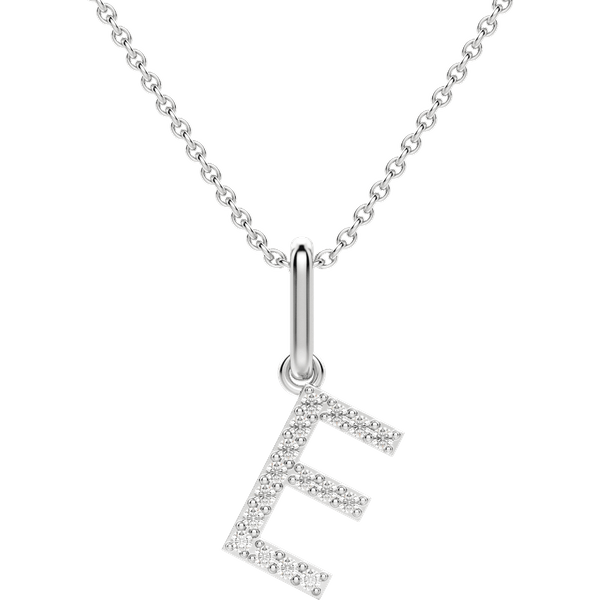 Colgante Letra "E" Diamante de Laboratorio Oro Blanco 585 (14K)