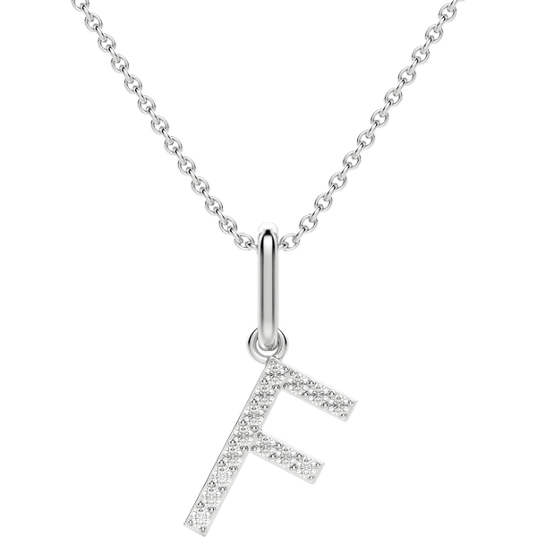 Colgante Letra "F" Diamante de Laboratorio Oro Blanco 585 (14K)