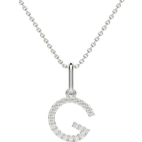 Colgante Letra "G" Diamante de Laboratorio Oro Blanco 585 (14K)
