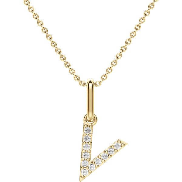 Colgante Letra "V" Diamante de Laboratorio Oro Amarillo 585 (14K)