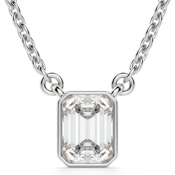 Collar Corte Esmeralda Marseille 1.50 ct Diamante de Laboratorio Oro Blanco 585 (14K)
