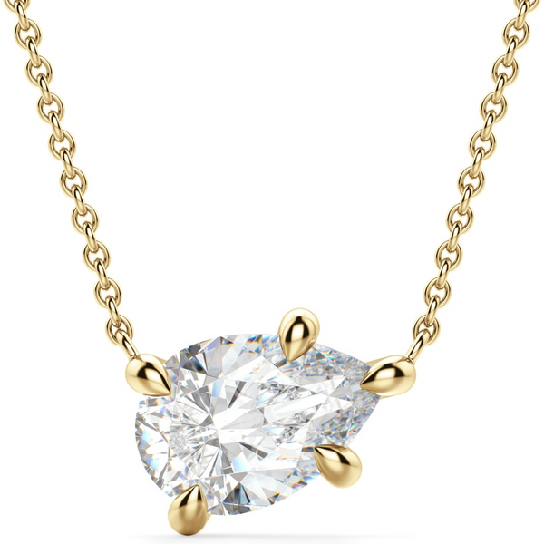 Collar de Pera East-West 1.00 ct Diamante de Laboratorio Oro Amarillo 585 (14K)