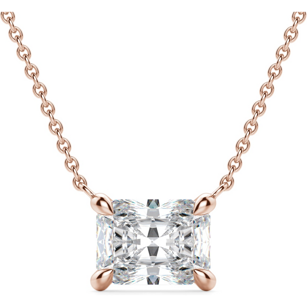 Collar Radiante East-West 0.75 ct Diamante de Laboratorio Oro Rosa 585 (14K)