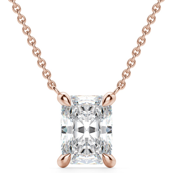 Collar Corte Radiante Claw Prong 2.00 ct Diamante de Laboratorio Oro Rosa 585 (14K)