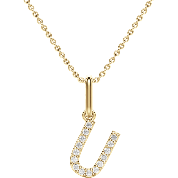Colgante Letra "U" Diamante de Laboratorio Oro Amarillo 585 (14K)
