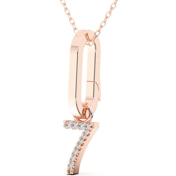 Colgante Número "7" Diamante de Laboratorio Oro Rosa 585 (14K)