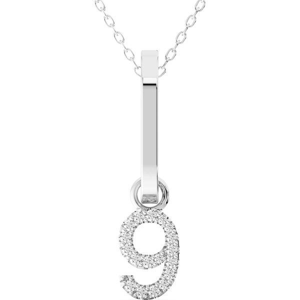 Colgante Número "9" Diamante de Laboratorio Oro Blanco 585 (14K)