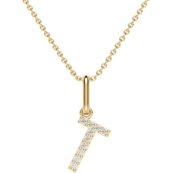 Colgante Letra "T" Diamante de Laboratorio Oro Amarillo 585 (14K)