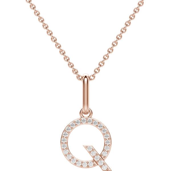 Colgante Letra "Q" Diamante de Laboratorio Oro Rosa 585 (14K)