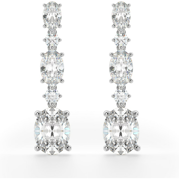 Pendientes Colgantes High Society 585 (14K) Oro Blanco Diamante Cultivado en Laboratorio