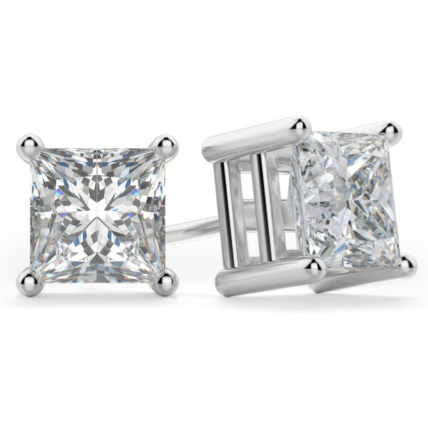 Pendientes de Botón Princesa 0.30 Quilates Tension Back Basket Set Diamante de Laboratorio Oro Blanco 585 (14K)