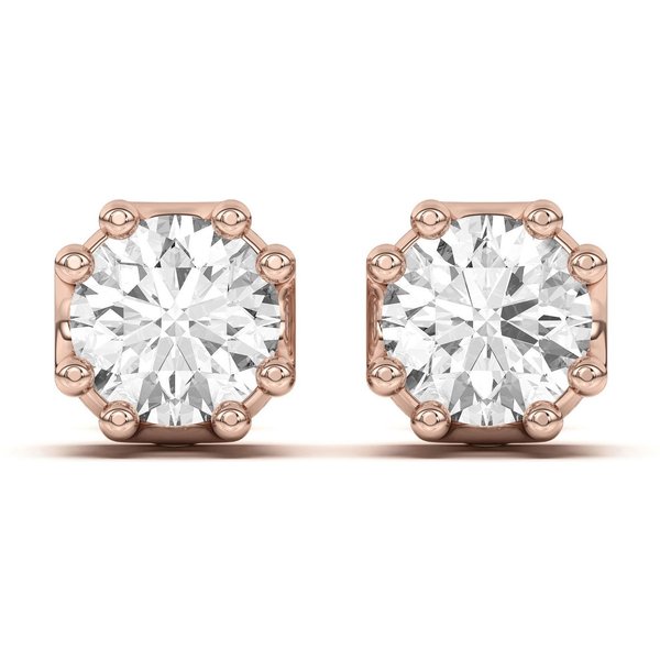 Pendientes de Botón Vintage para Hombre 0.26 Quilates Diamante de Laboratorio Oro Rosa 585 (14K)