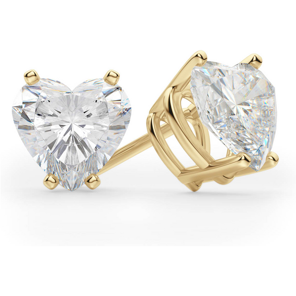 Pendientes de Botón Corazónes 0.30 Quilates Tension Back Basket Set Diamante de Laboratorio Oro Amarillo 585 (14K)