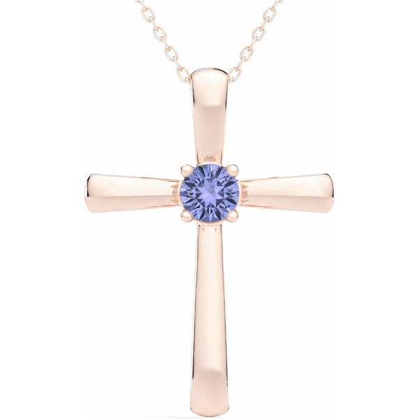 Colgante Cruz con Tanzanita 0.75 ct Oro Rosa 585