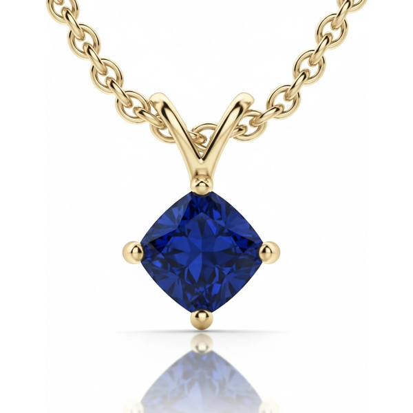 Colgante con Zafiro Cojín 1.75 ct Kite Set Oro Amarillo 585