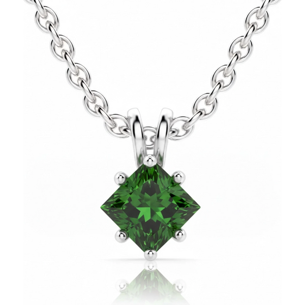 Colgante con Turmalina Princesa 0.50 ct Kite Set Oro Blanco 585