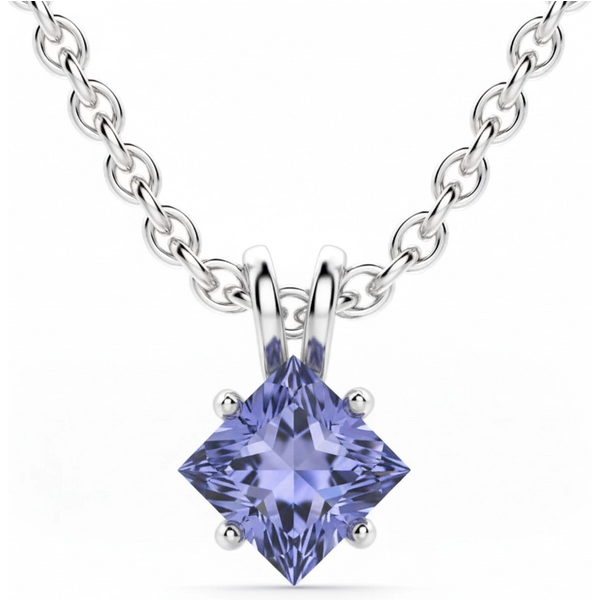 Colgante con Tanzanita Princesa 2.00 ct Kite Set Oro Blanco 585