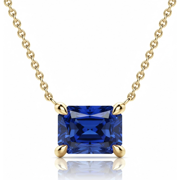 Collar con Zafiro Radiante 2.00 ct East-West Oro Amarillo 417