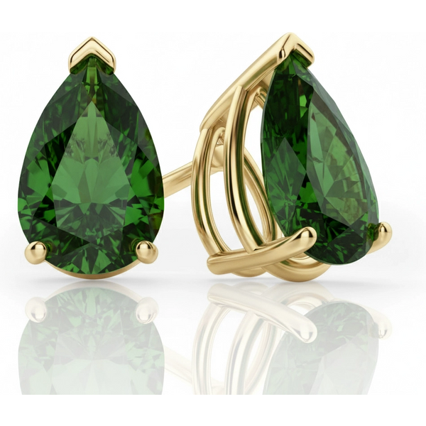 Pendientes de Botón con Turmalina Pera 2.00 ct Oro Amarillo 417