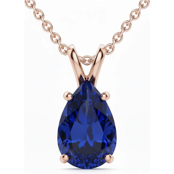 Colgante con Zafiro Pera 2.00 ct Basket Set Oro Rosa 417