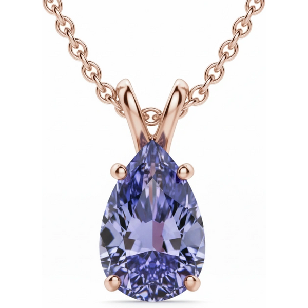 Colgante con Tanzanita Pera 1.00 ct Basket Set Oro Rosa 585