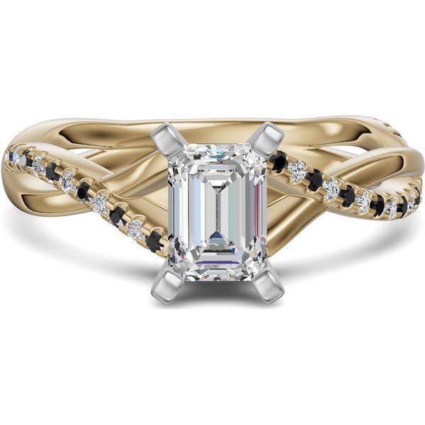 Anillo de Compromiso Acentuado Corte Esmeralda 1.75 ct Twisted - Midnight - Diamante de Laboratorio Oro Amarillo 585 (14K)