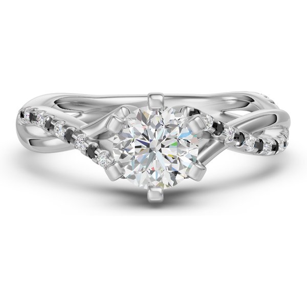 Anillo de Compromiso Acentuado Corte Redondo 0.75 ct Twisted - Midnight - Diamante Natural Platino 950