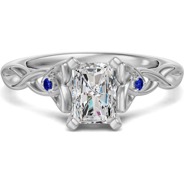 Anillo de Compromiso Corte Radiante 0.50 ct Celtic Knot - Zafiro - Diamante de Laboratorio Oro Blanco 585 (14K)