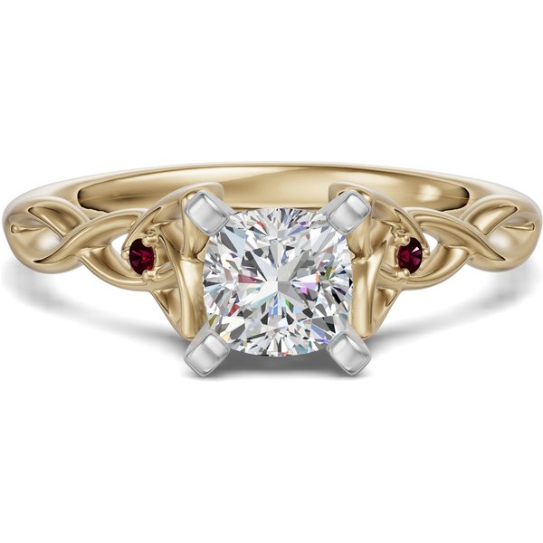 Anillo de Compromiso Corte Cojín 0.75 ct Celtic Knot - Rubí - Diamante de Laboratorio Oro Amarillo 585 (14K)