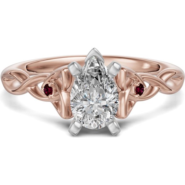 Anillo de Compromiso Corte Pera 0.75 ct Celtic Knot - Rubí - Diamante de Laboratorio Oro Rosa 585 (14K)