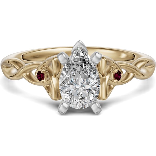Anillo de Compromiso Corte Pera 2.00 ct Celtic Knot - Rubí - Diamante de Laboratorio Oro Amarillo 585 (14K)
