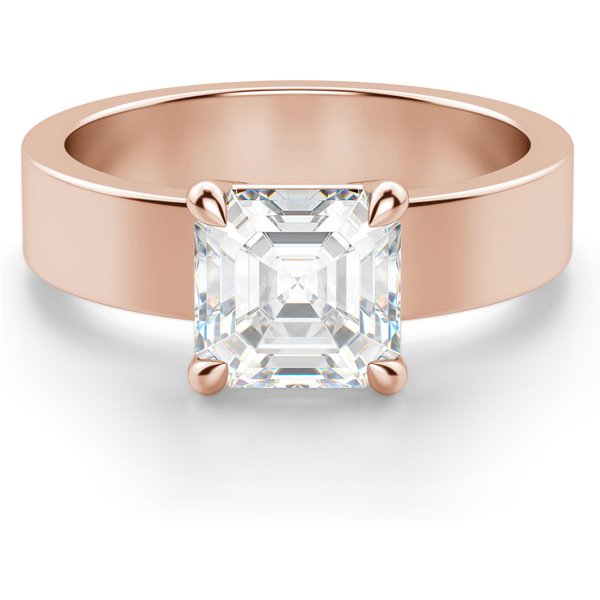 Anillo de Compromiso Audaz Basket Set Corte Asscher 1.25 ct Diamante de Laboratorio Oro Rosa 585