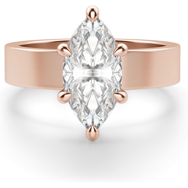 Anillo de Compromiso Audaz Basket Set Corte Marquesa 2.50 ct Diamante de Laboratorio Oro Rosa 585