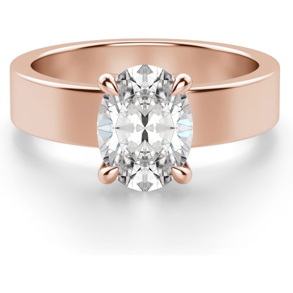 Anillo de Compromiso Audaz Basket Set Corte Ovalado 0.75 ct Diamante de Laboratorio Oro Rosa 585