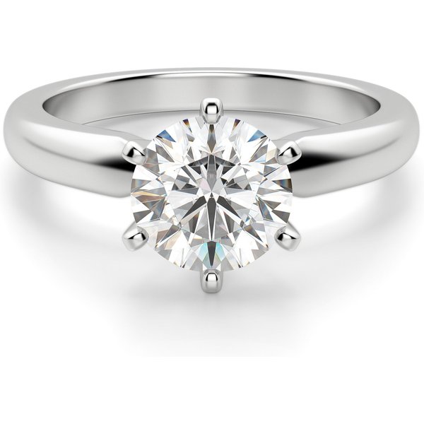 Anillo de Compromiso Solitario Clásico de 6 Garras Corte Redondo 1.75 ct Diamante de Laboratorio Oro Blanco 585