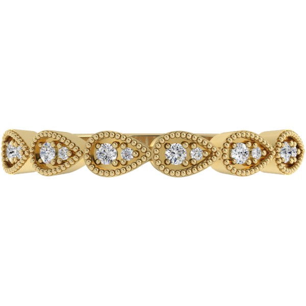 Alianza de Boda Rose Pavé Milgrain 1.50 MM con diamante de laboratorio Oro Amarillo 750 (18K)