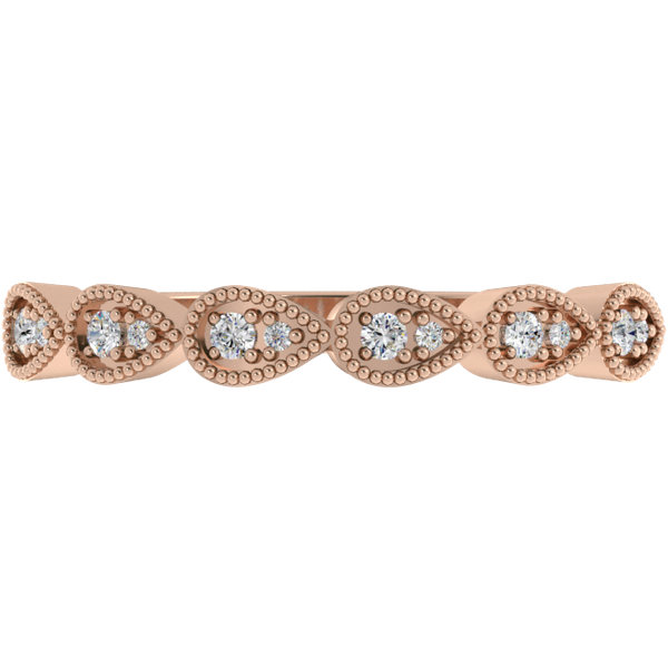 Alianza de Boda Rose Pavé Milgrain 1.50 MM con diamante de laboratorio Oro Rosa 417 (10K)