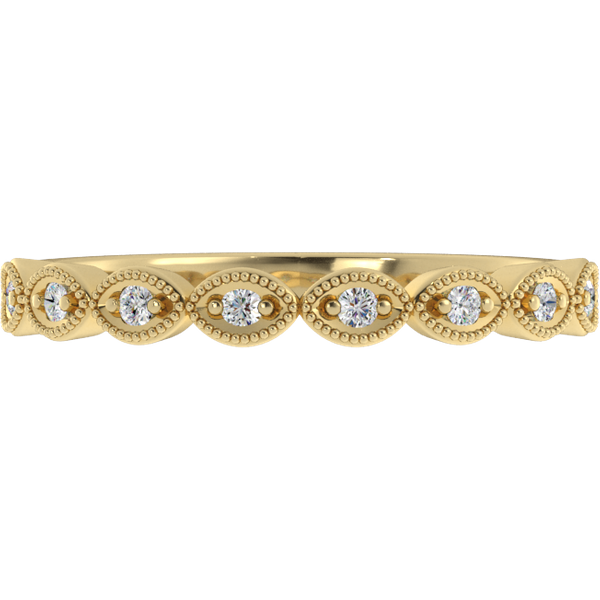 Alianza de Boda Pavé Milgrain con diamante de laboratorio Oro Amarillo 585 (14K)