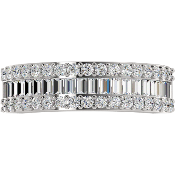 Alianza de Boda Channel & Prong Mix con diamante de laboratorio Oro Blanco 417 (10K)