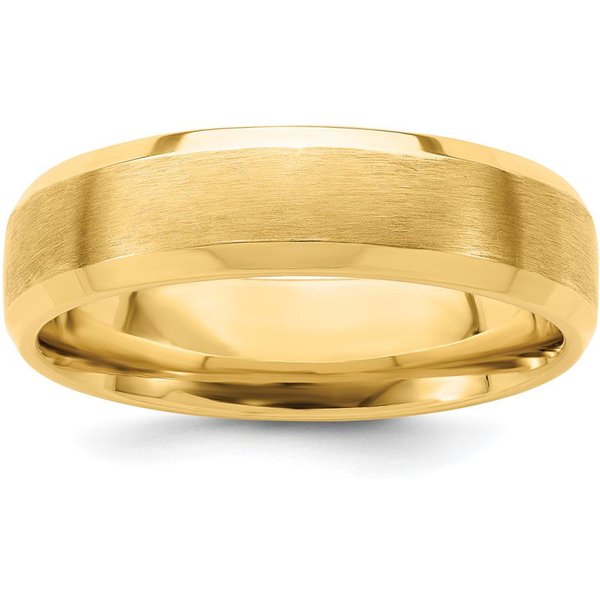 Alianza de Boda Cepillada, Borde Biselado Comfort Fit 6 mm Oro Amarillo 585