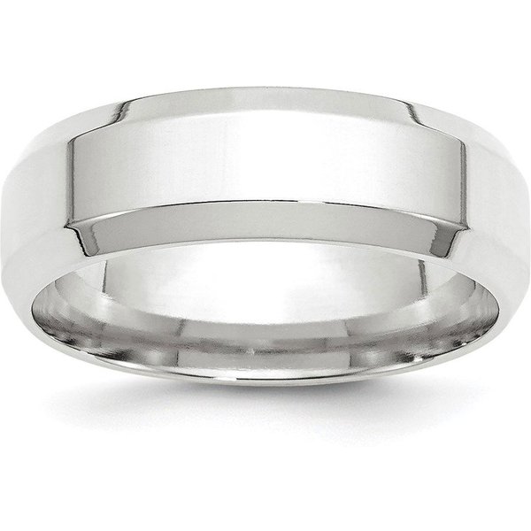 Alianza de Boda Biselado Comfort Fit 7 mm Oro Blanco 14K