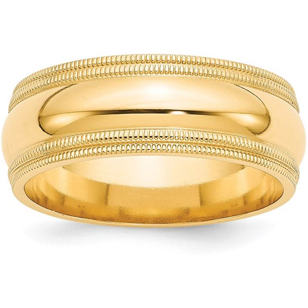 Alianza de Boda Doble Milgrain Comfort Fit 8 mm Oro Amarillo 585