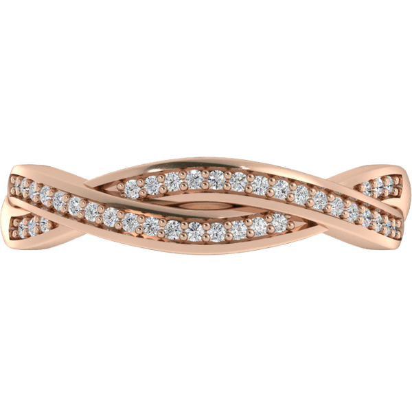 Alianza de Boda Trenzada Vivo con Diamante Natural Oro Rosa 417