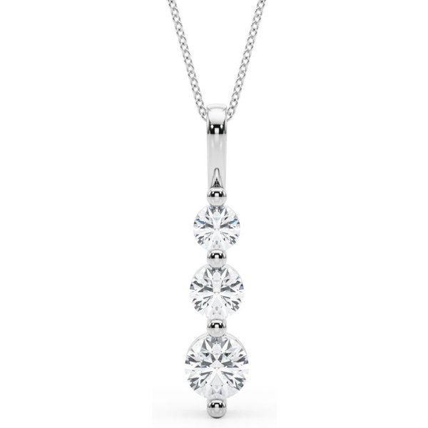 Collar Lineal de Diamantes de Tres Piedras Diamante de Laboratorio Oro Blanco 585 (14K)